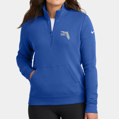 GMS Embroidered - Ladies Club Fleece Sleeve Swoosh 1/2 Zip Thumbnail