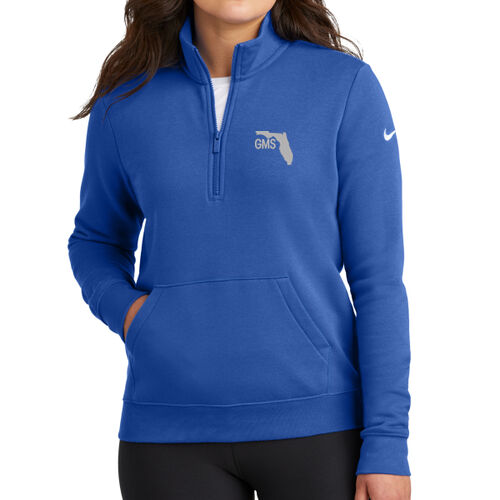 GMS Embroidered - Ladies Club Fleece Sleeve Swoosh 1/2 Zip Thumbnail