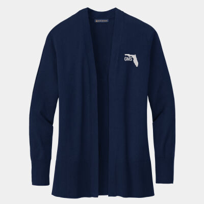 GMS Embroidered - Women's Cotton Stretch Long Cardigan Sweater Thumbnail