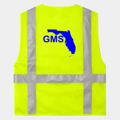 Back Print - Ansi 107 Class 2 Mesh Six Pocket Zippered Vest Thumbnail