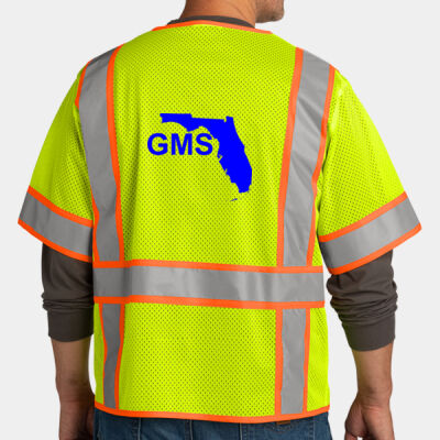 Back Print - Ansi 107 Class 3 Surveyor Mesh Zippered Two Tone Short Sleeve Vest Thumbnail